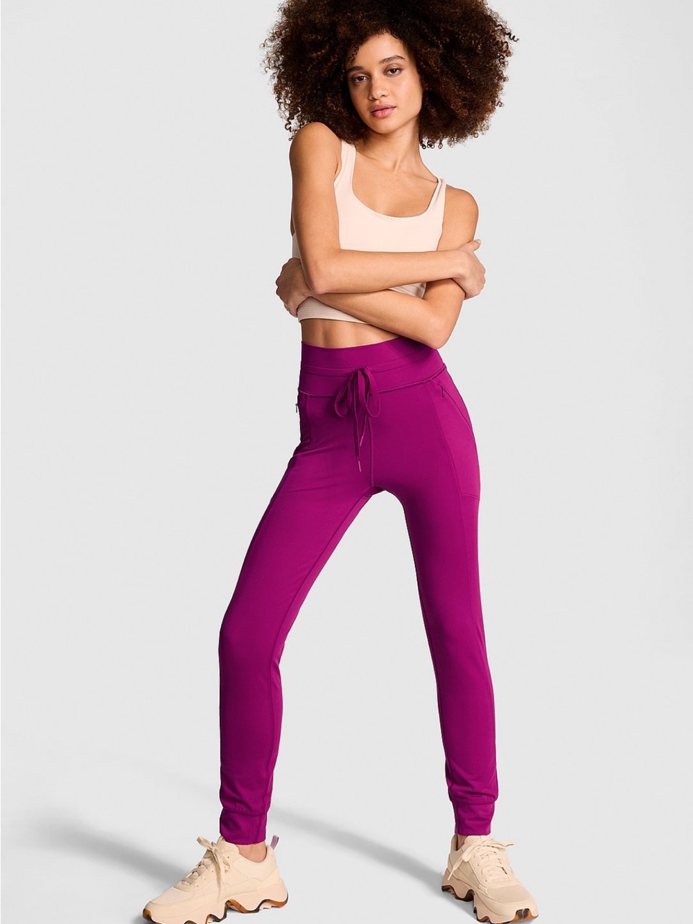 NWOT PINK Victoria’s Secret Relay Knit Jogger Pants purple magenta size M